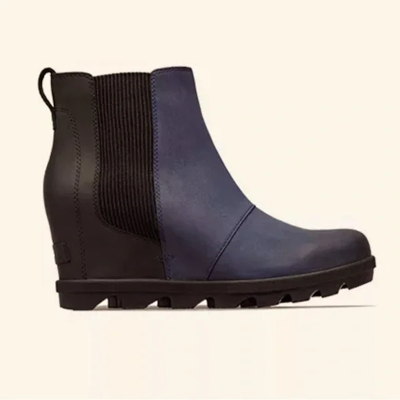 Sorel Navy and Black Wedge Chelsea Ankle Boots - Picture 2 of 11